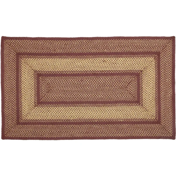 Burgundy Red Primitive Jute Rug Rect W/Pad 36x60