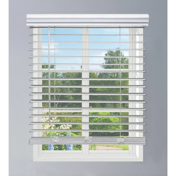 Linen Avenue Custom Cordless Faux Wood Blind White - 60 W x 60 H Outside Mount