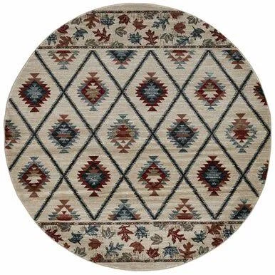 Wasatch Ivory Rug - 8 ft. Round, Black Forest Decor