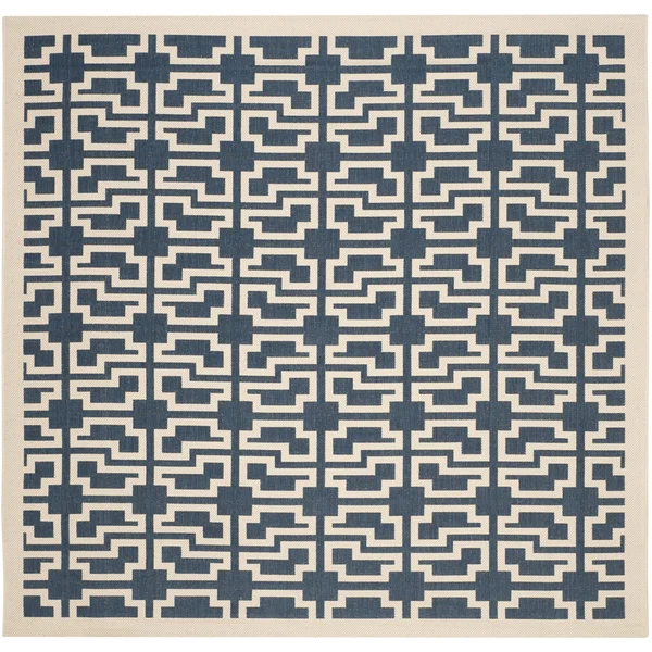 Safavieh Courtyard CY6015-268 7&10x22 x 7&10x22 Square Navy, Beige Area Rug