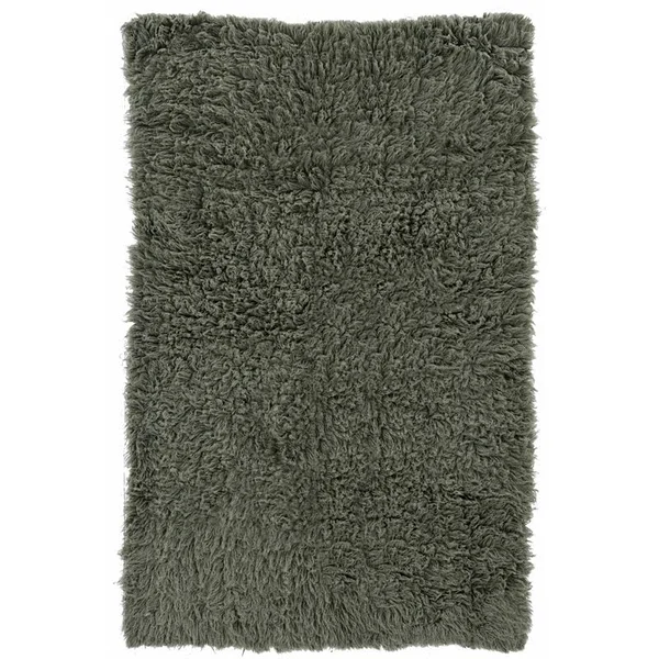 Linon New Flokati Hand Woven Wool 8'x10' Rug in Olive Green - CYMX1604