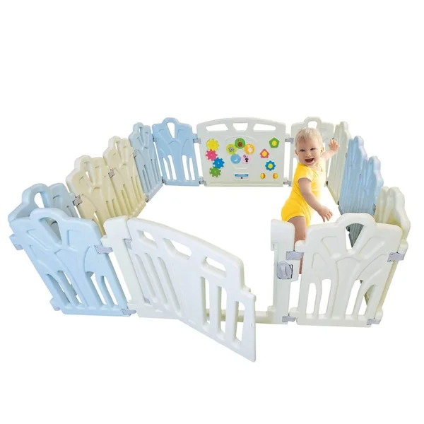 Baby Playpen Kids Activity Center - 14 Panel, Safety Play Yard Area - Indoor, Outdoor Portable Fence, Adjustable, Non-Toxic, M