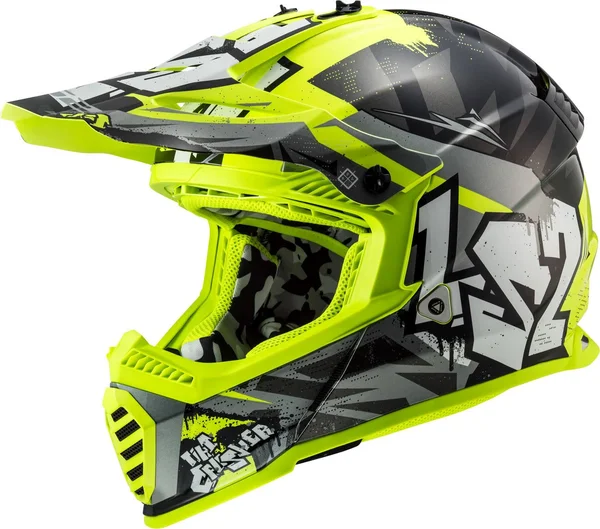 LS2 MX437 Fast Evo Crusher Motocross Helmet, black-yellow, Size Xs