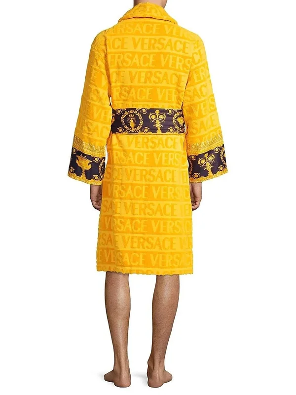 Versace Men's Barocco Sleeve Robe White