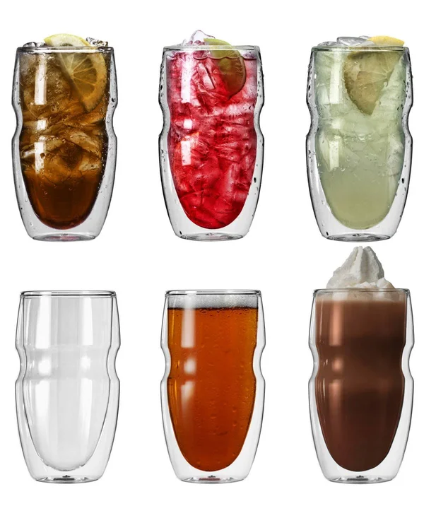 Ozeri Serafino Insulated Drinking Glasses Double Wall 16 oz. Iced Tea/ Coffee (Set-6)