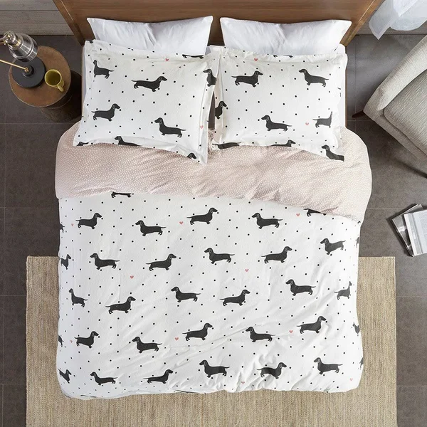 True North by Sleep Philosophy - Cozy Flannel Duvet Set - Olivia Dog - Full/Queen