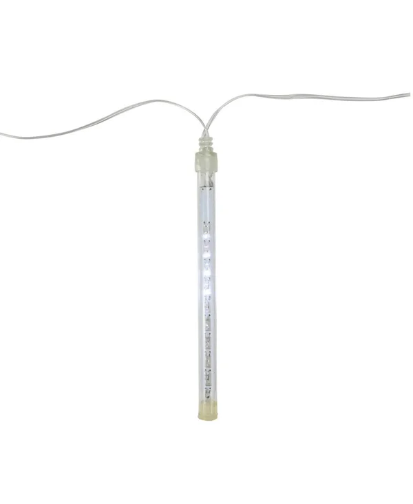 Northlight Set of 10 White Transparent Dripping Icicle Snowfall Christmas Light Tubes - 14.25 ft Clear Wire