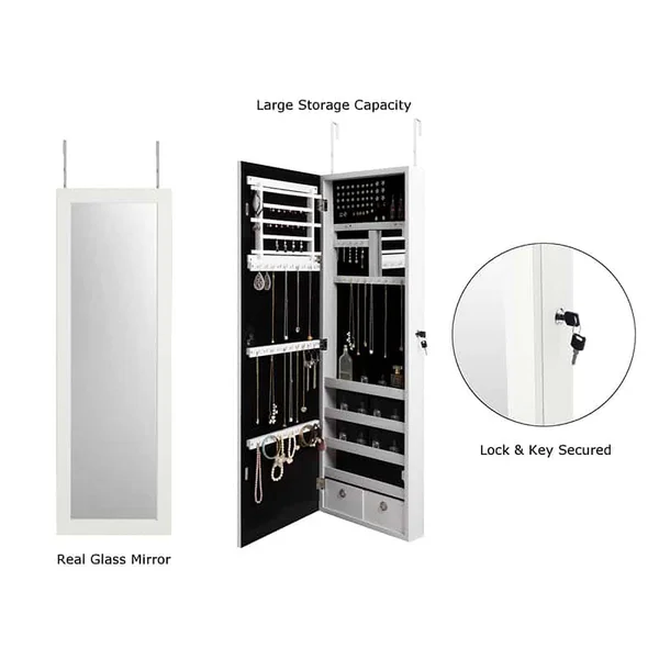 Inspired Home Amelia Purple Jewelry Furniture with Over-the-Door/Wall Mounted Full Length
