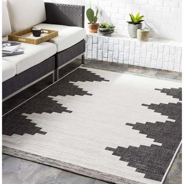 Surya Eagean EAG-2356 Area Rug, Black/White, 7&10x22 Square