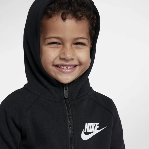 Nike Sportswear Tech Fleece Little Kids& Full-Zip Hoodie in Black - Size: 4, 86E312-023