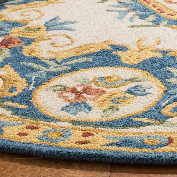 Safavieh Micro-Loop MLP601A 5&0x22 x 8&0x22 Cream, Blue Area Rug