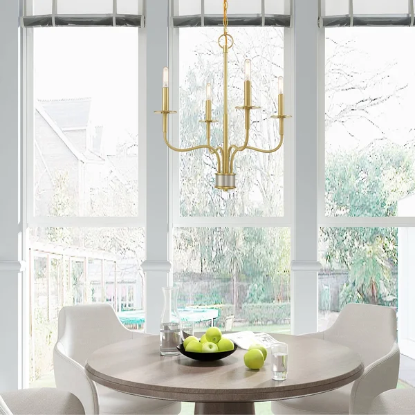 Livex Lighting 51324-12 Lisbon 4-Light Mini Chandelier - Satin Brass