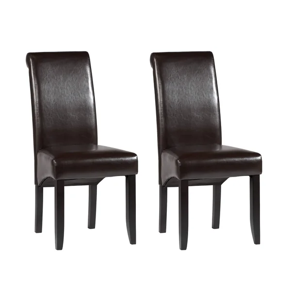 Chintaly Rolled Back Parson Chair - Set of 2 - Brown