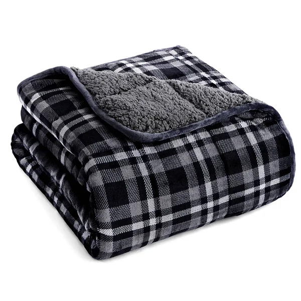 Rejuve 10lb. Velvet to Sherpa REVERSE Weighted Throw Blanket, 50x22 L x 60x22 W - Charcoal