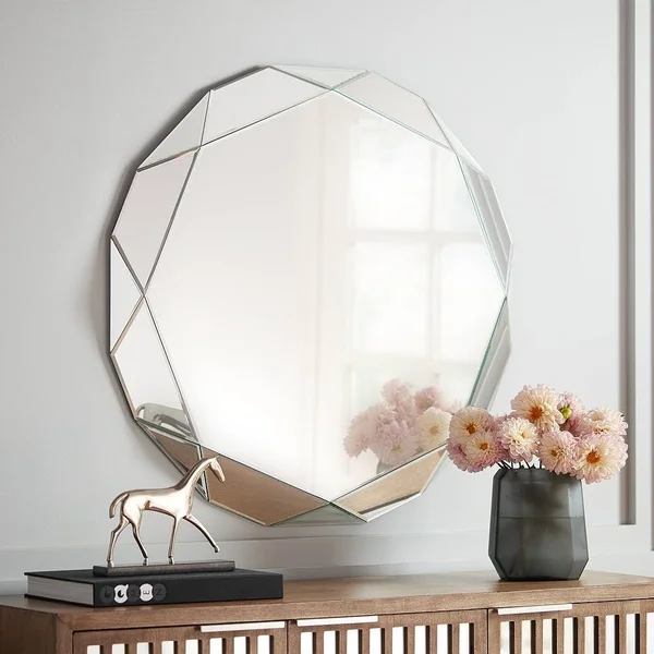 Noble Park Griffin 33x22 Round Geometric Angle Cut Wall Mirror