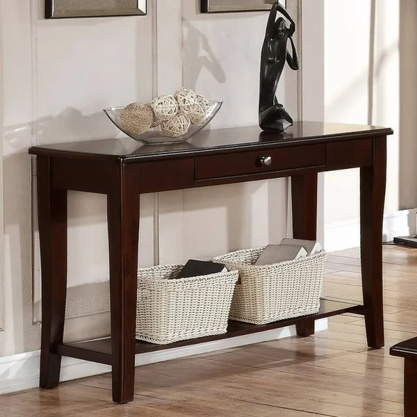 Benzara - Wooden Console Table with One Drawers Brown - 48" x 18" x 29"