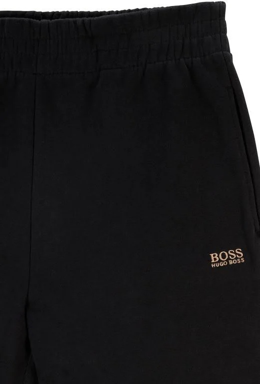 Hugo Boss - Cotton Blend Tracksuit Bottoms with Logo Print - Black