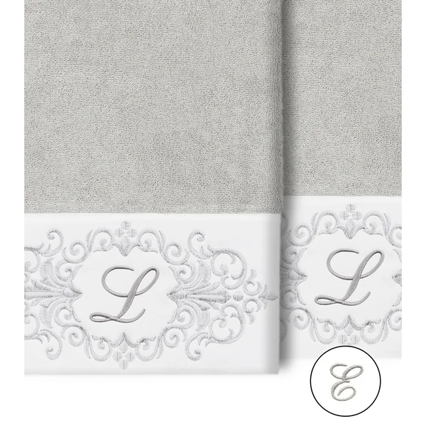 Linum Home Textiles 100% Turkish Cotton Monica 2pc Embellished Bath Towel Set, Size: 27 inch x 54 inch, White