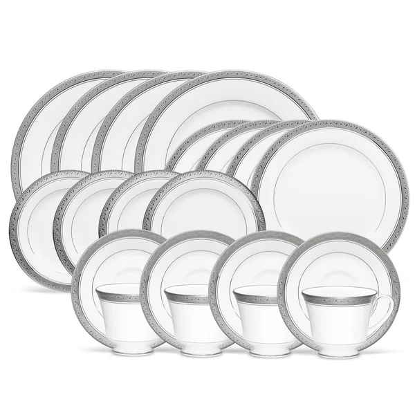 Noritake Crestwood Platinum 20-Piece Dinnerware Set, Service for 4