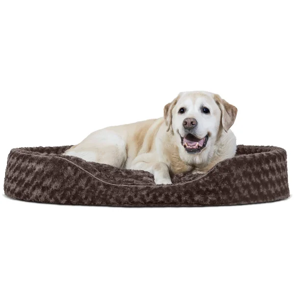 FurHaven Ultra Plush Oval Pet Bed - Jumbo - Chocolate