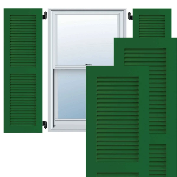 Ekena Millwork CWL18X060CGC 18x22W x 60x22H Exterior Composite Louvered Shutters (Per Pair), Chrome Green