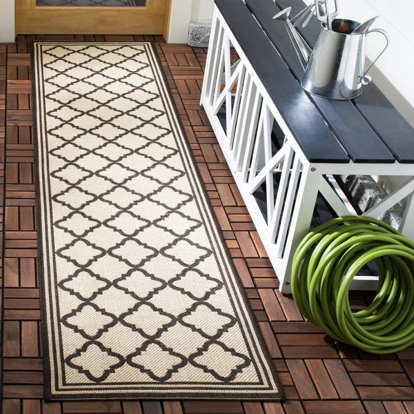 Safavieh Beach House Cream/Brown 9 ft. x 12 ft. Trellis Indoor/Outdoor Area Rug