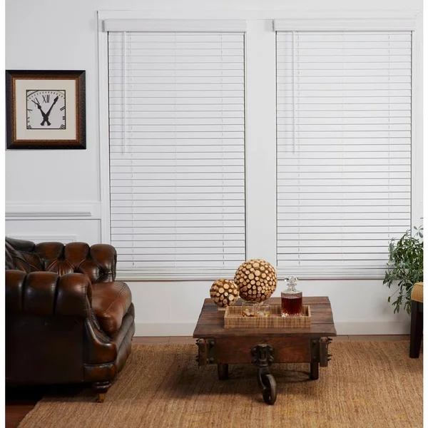 Perfect Lift Window Treatment Cut-to-Width White 2in Slats Room Darkening Cordless Faux Wood Blind-70.25in.W x 72in.L(Actual Siz