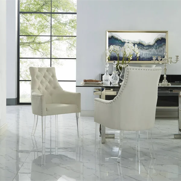 Inspired Home Dining Chair Acrylic Legs Cream White - Linen