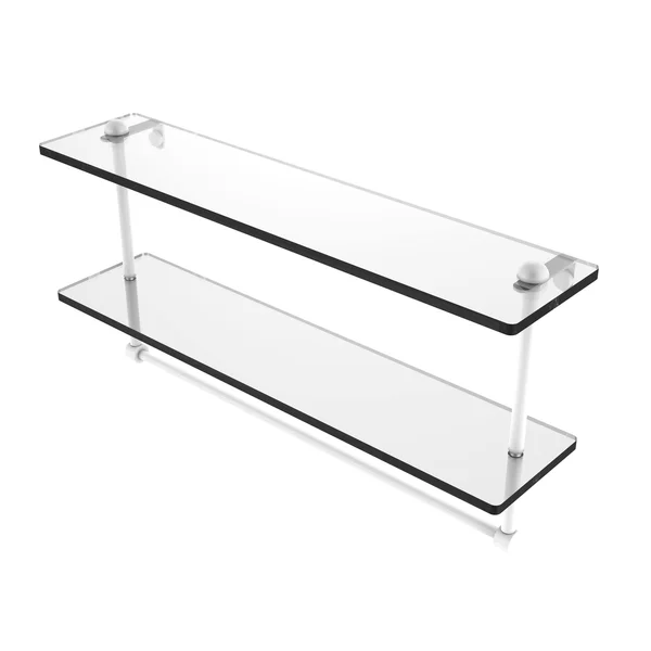 Allied Brass Two Tiered Glass Shelf with Integrated Towel Bar - Matte White - 22 inch
