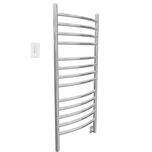 Ancona Svelte Rounded 13-Bar Hardwired Electric Towel Warmer in Polished Stainless Steel with Wall Countdown Timer