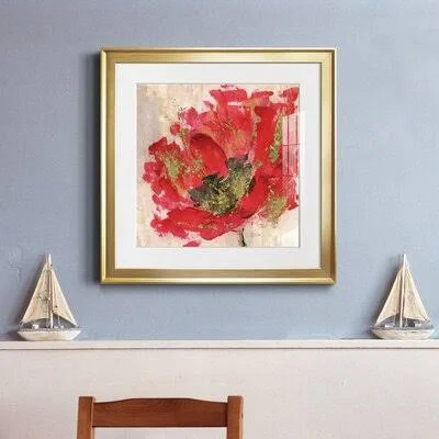 Red Infusion II - Picture Frame Painting Print on Paper Red Barrel Studio Frame Color: Gold Framed Paper, Size: 32x22 H x 32x22