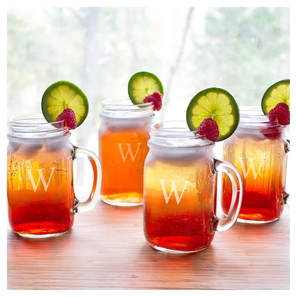 Cathy&s Concepts Personalized Set of 4 Old Fashioned Drinking Jars