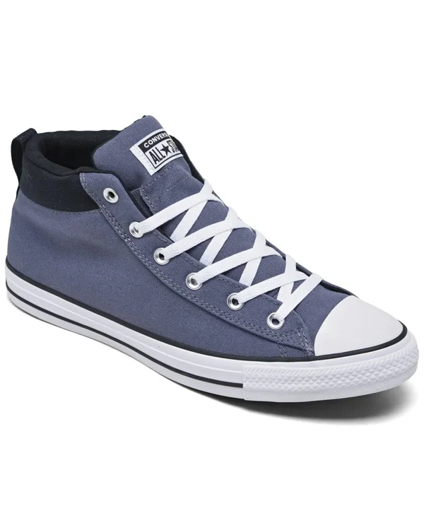 Converse Men's Chuck Taylor All-Star Street Mid Casual Shoes in Blue/Light Carbon Size 12.0, Canvas