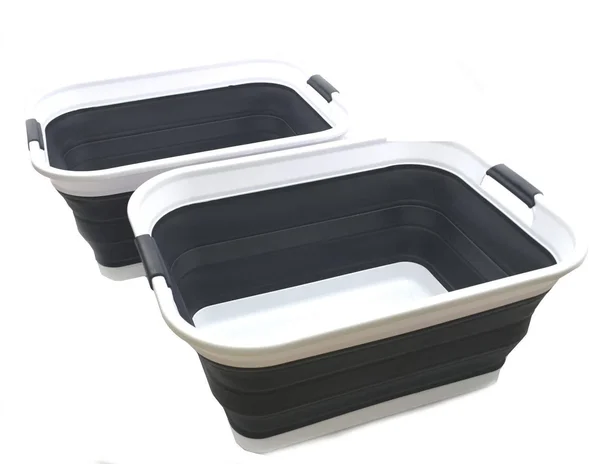 SAMMART Set of 2 Collapsible Plastic Laundry Basket - Foldable Pop Up Storage Container/Organizer - Portable Washing Tub - Space