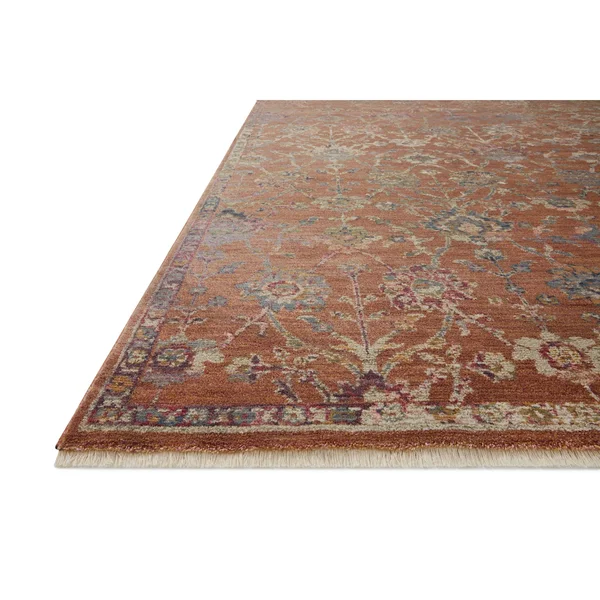 Alexander Home Jewel Fringed Floral Vintage Area Rug - 2&-7x22 x 10& Runner - Navy - Multi