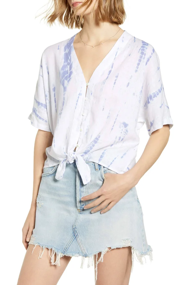 Rails Thea Tie Waist Blouse - Banana Bunch at Nordstrom Rack