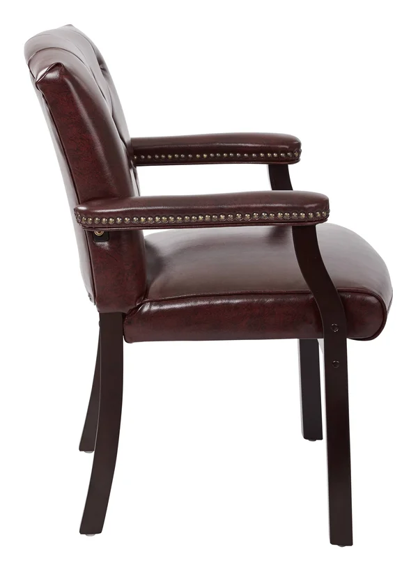Office Star Traditional Visitors Chair with Padded Arms - Burgundy