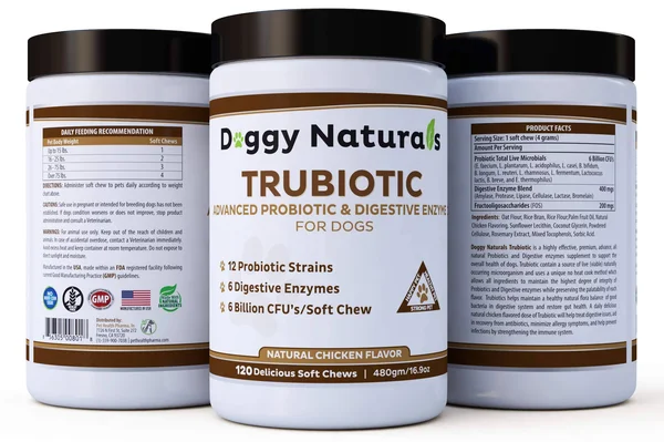 Probiotics for Dogs with Natural Digestive Enzymes + Prebiotics 6 Bill CFUs - 1 Chew Relieves Diarrhea Allergy Breath Yeast Gas