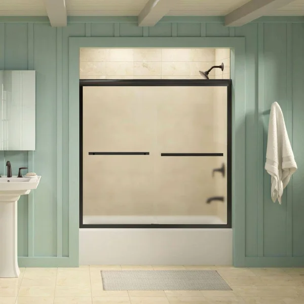 Kohler K-709062-D3-ABZ Gradient Anodized Dark Bronze 58-1/16x22 x 59-5/8x22 Sliding Bath Door with 1/4x22 Frosted Glass