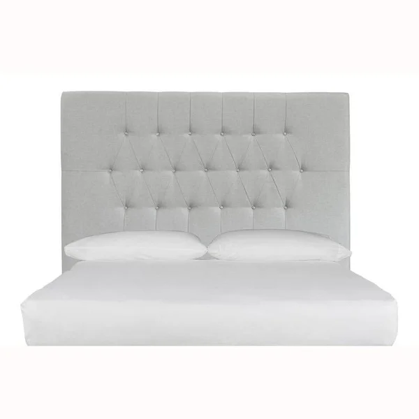 Tall Tufted Light Grey Upholstered Queen Headboard