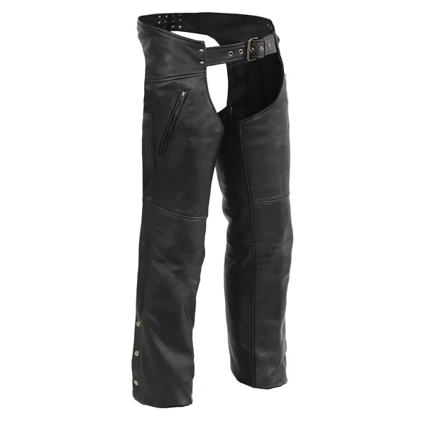 Men's Chaps w/ Cool Tec Leather & Zippered Thigh Pockets Black