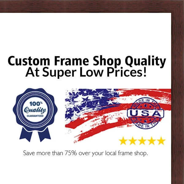 CustomPictureFrames 22x30 - 22 x 30 Mahogany Flat Solid Wood Frame with UV Framer&s Acrylic & Foam Board Backing - Great for