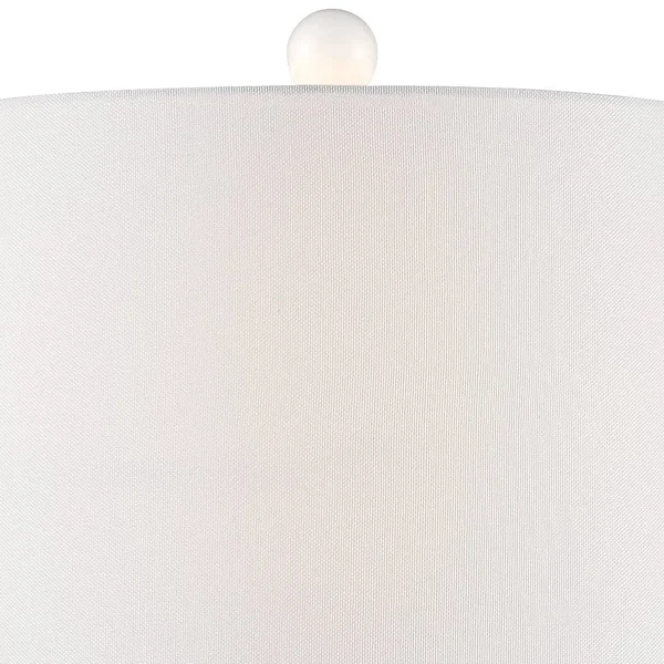 360 Lighting Modern Table Lamps Set of 2 Ceramic White Double Gourd Drum Shade for Living Room Family Bedroom Bedside Nightstand