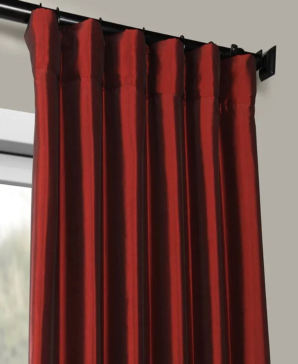 Exclusive Fabrics Faux Silk Taffeta Solid Blackout Single Curtain Panel
