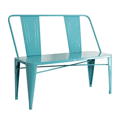 Blue Metal Outdoor Bench