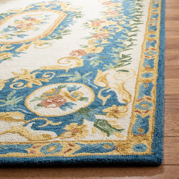 Safavieh Micro-Loop MLP601A 5&0x22 x 8&0x22 Cream, Blue Area Rug