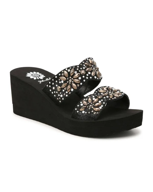 Yellow Box Edily Wedge Sandal, 8.5, Leather