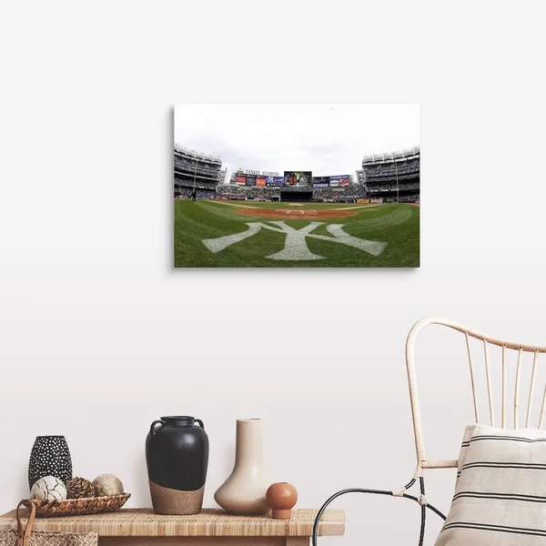 View from Field Level Prior During A Game at Yankee Stadium in New York City, Large Solid-Faced Canvas Wall Art Print, Great B