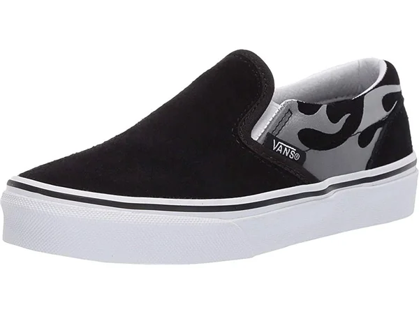Vans Kids Suede Flame Slip-On (Black/True White) 11.5 Kids