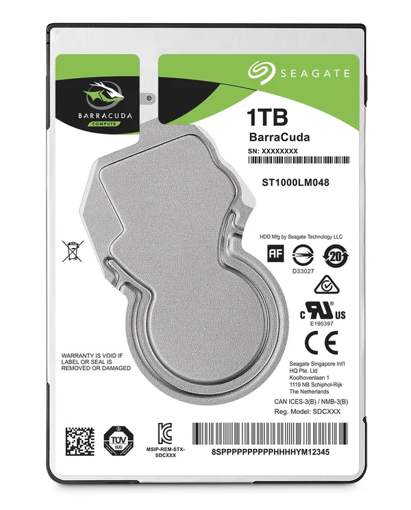 Seagate Guardian BarraCuda 1 TB Internal HDD - 2.5x22 - ST1000LM048 - SATA 6Gb/s - 5, 400 rpm